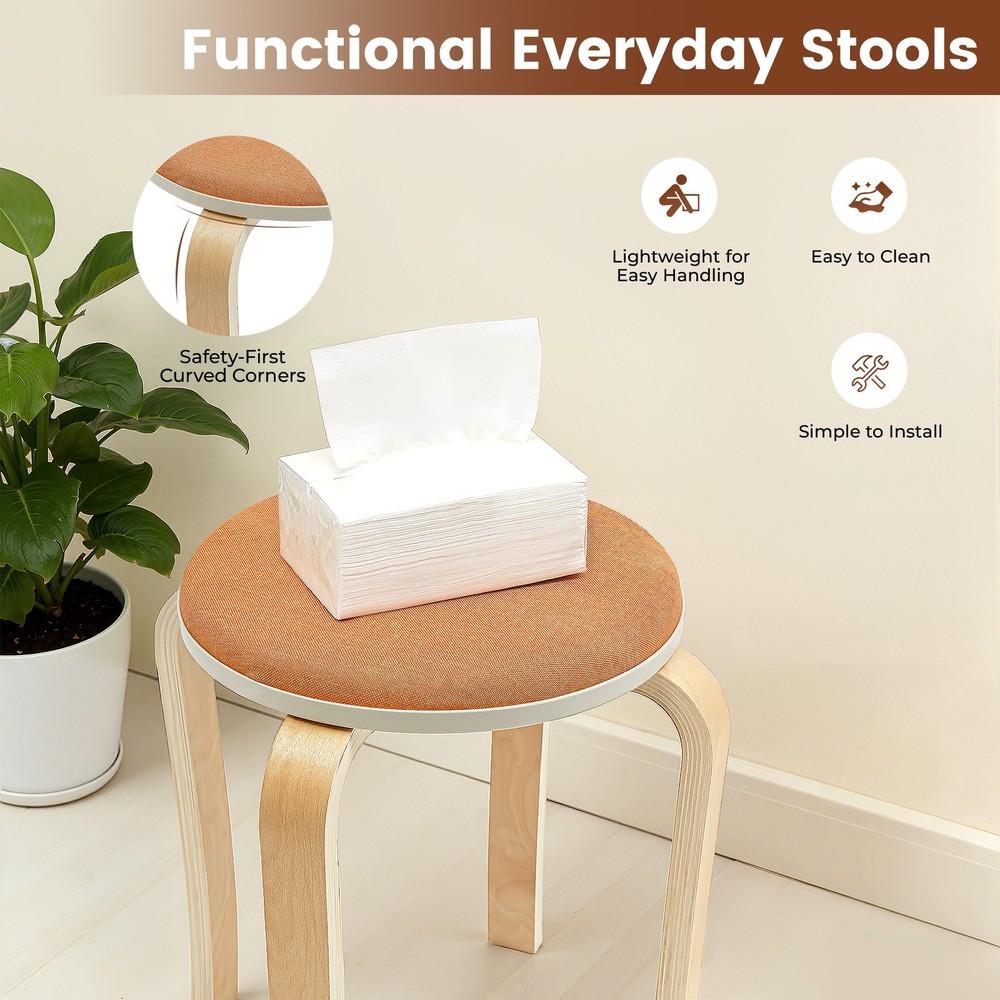 Stackable Stools, Stackable Round Stools, Set of 8 Stacking Wooden Stools NEW