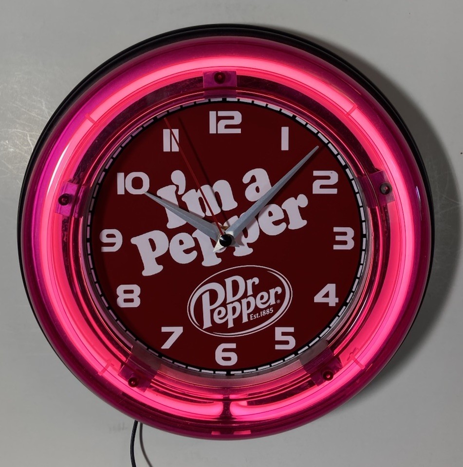 Dr Pepper I’m A Pepper logo neon clock