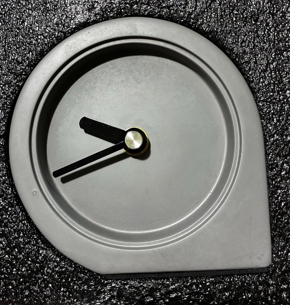 Concrete Grey Desk/Table Clock, Battery Operated. NEW/Open Box