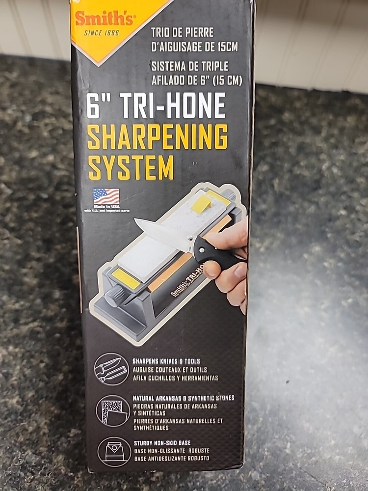 Smith's Sharpener 6" Tri-Hone Sharpening System Med/Fine/Coarse  Knives & Tools