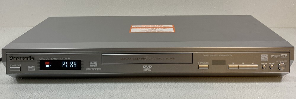 Panasonic DVD CD Player Model DVD-S27 WMA MP3 JPEG Tested No Remote
