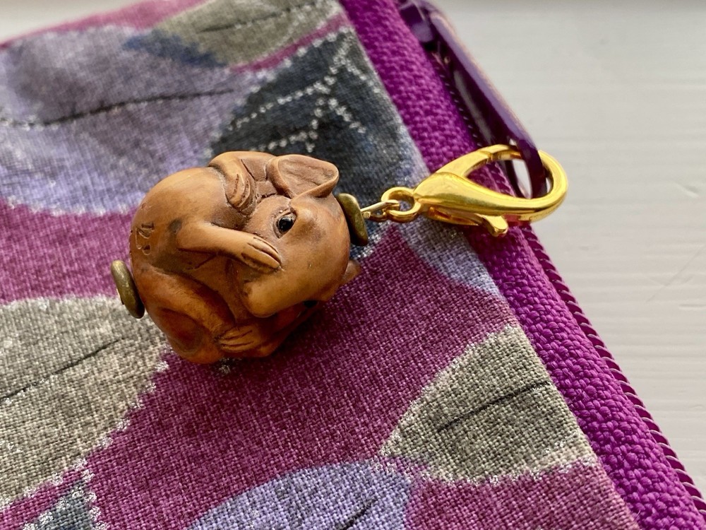 Carved Wooden Mouse Zipper Pull, Zipper Pulls For Purses, Mouse Keychain Charm