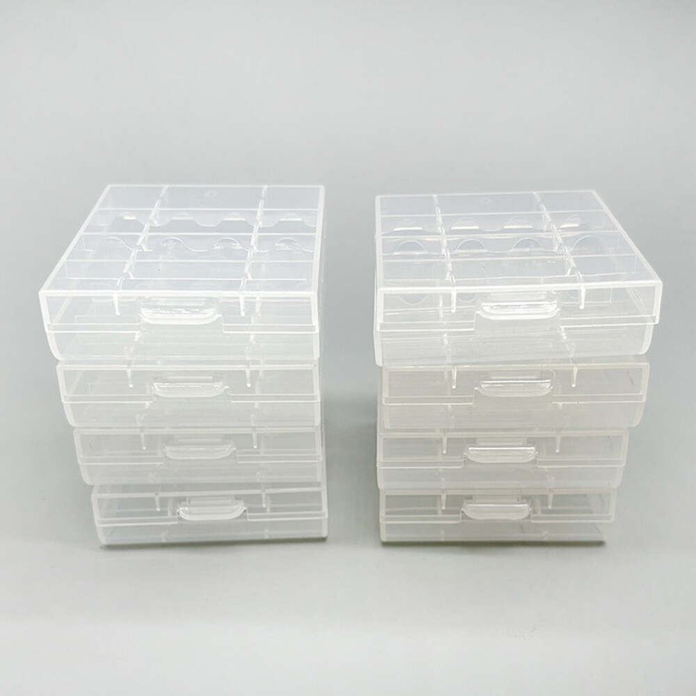 20pc Clear Hard Plastic Case Holder Storage Box For Rechargeable AA AAA Battery