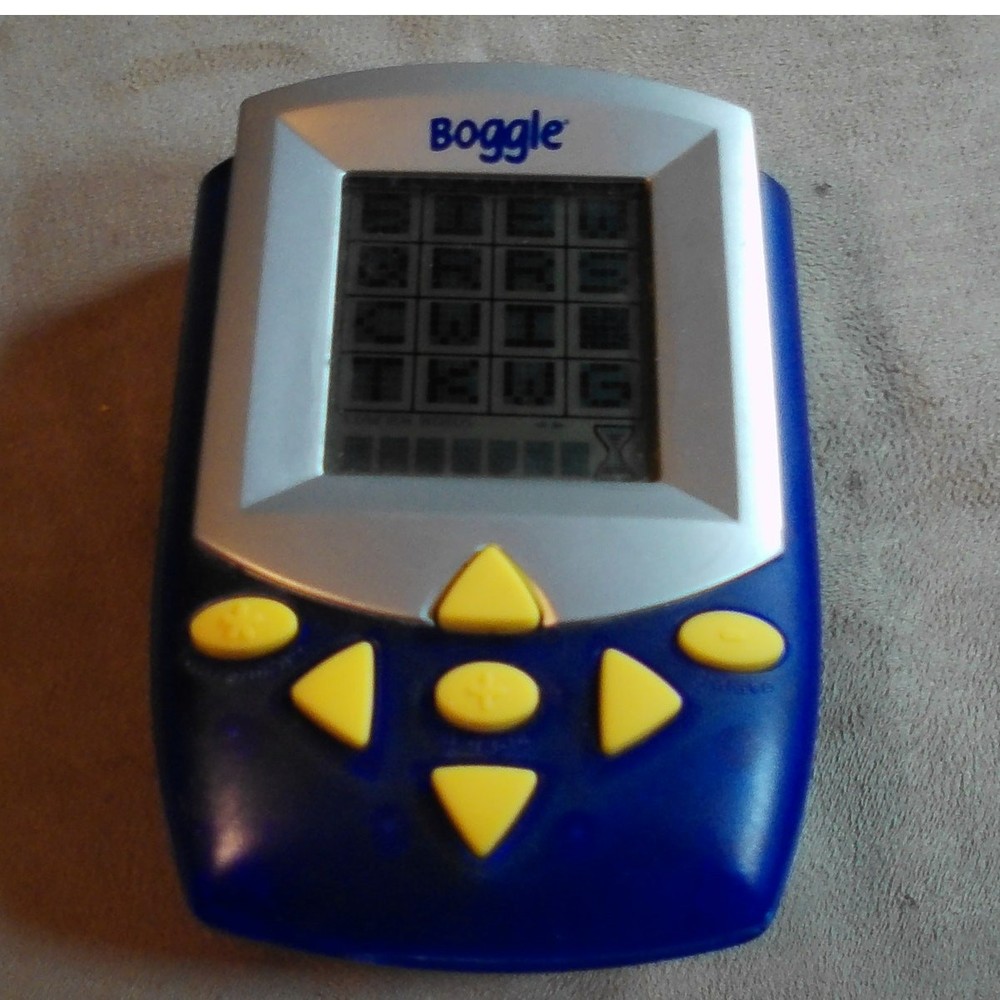 Electronic Handheld Boggle Works 2002 Hasbro Parker Bros Blue