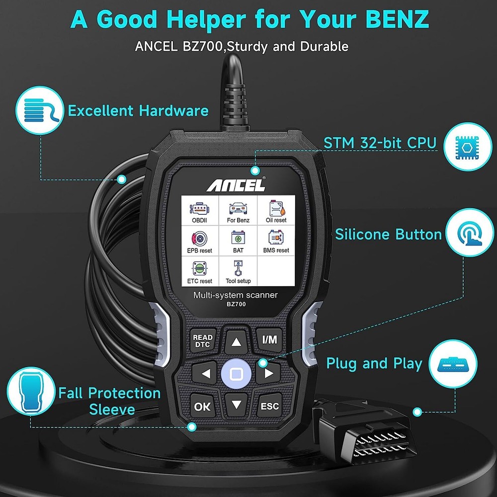 ANCEL BZ700 for Mercedes Benz OBD2 Scanner Full System Code Reader ABS Bleeding