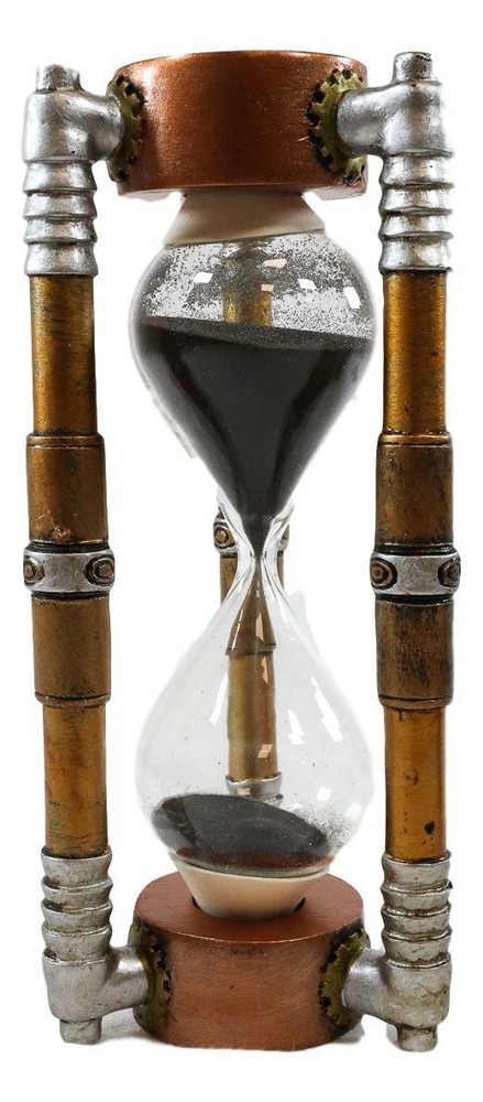 Ebros Past Present & Future Steampunk Gearwork Sandtimer Black Sand Sculpture