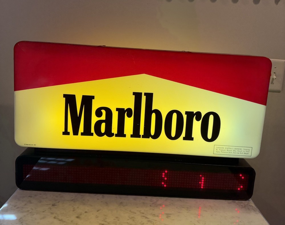 Double Sided Lighted Marlboro Sign / Programable Led Message Board Vintage