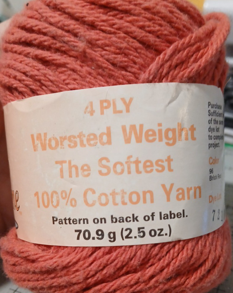 Peaches & Creme Yarn Brick Red 2.5 oz