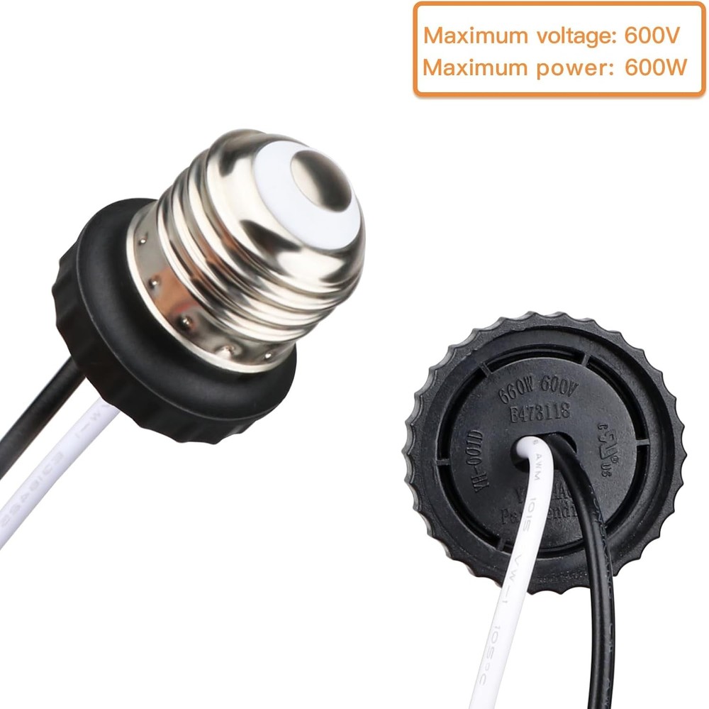 E26 Socket Adapter, 6 Pack Light Bulb Socket Pigtail, Screw in Male Light Socket