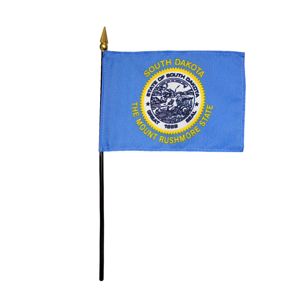 South Dakota SD State Polyester Miniature Tabletop Desk Flag 4" X 6" (12 Pack)