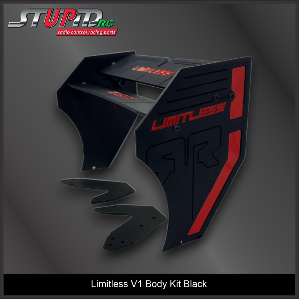 Arrma Limitless V1/V2 Front, Side And Adjustable Wing Kit Black - StupidRC