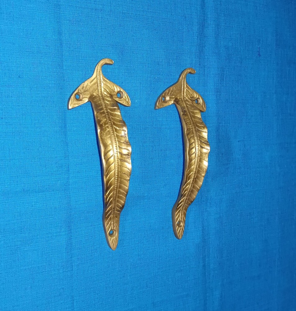 Leaf Design Home Window Pull Set Brass Gardening Themed Door Handle Decor CA155