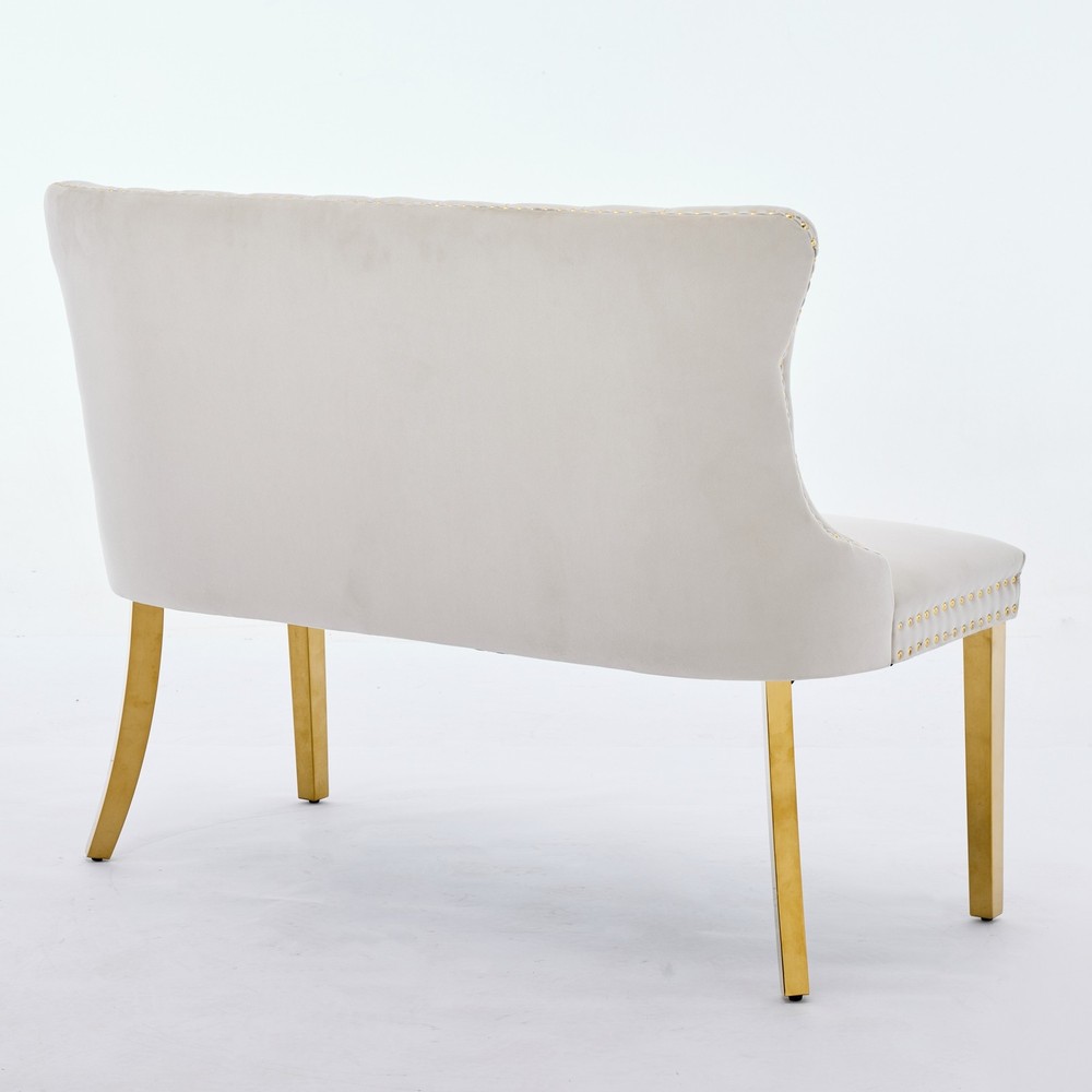 Velvet Double Dining Loveseat Bench, Kitchen & Dining Seating, 2-Seat Tufted B