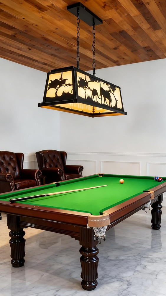 43" Elephant Pool Table Light for Game Room, Black Linear Pendant Lighting with
