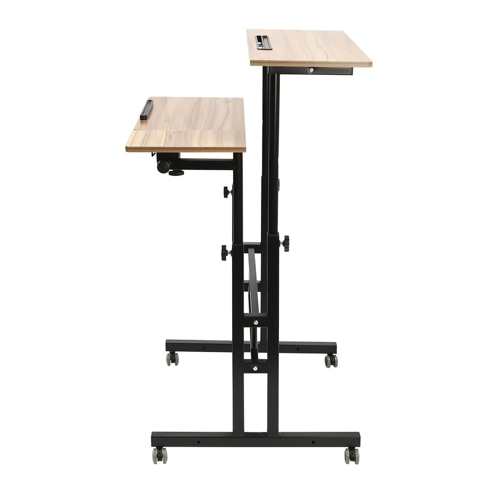 Rolling Laptop Desk Adjustable Height Computer Table Stand up Office Workstation