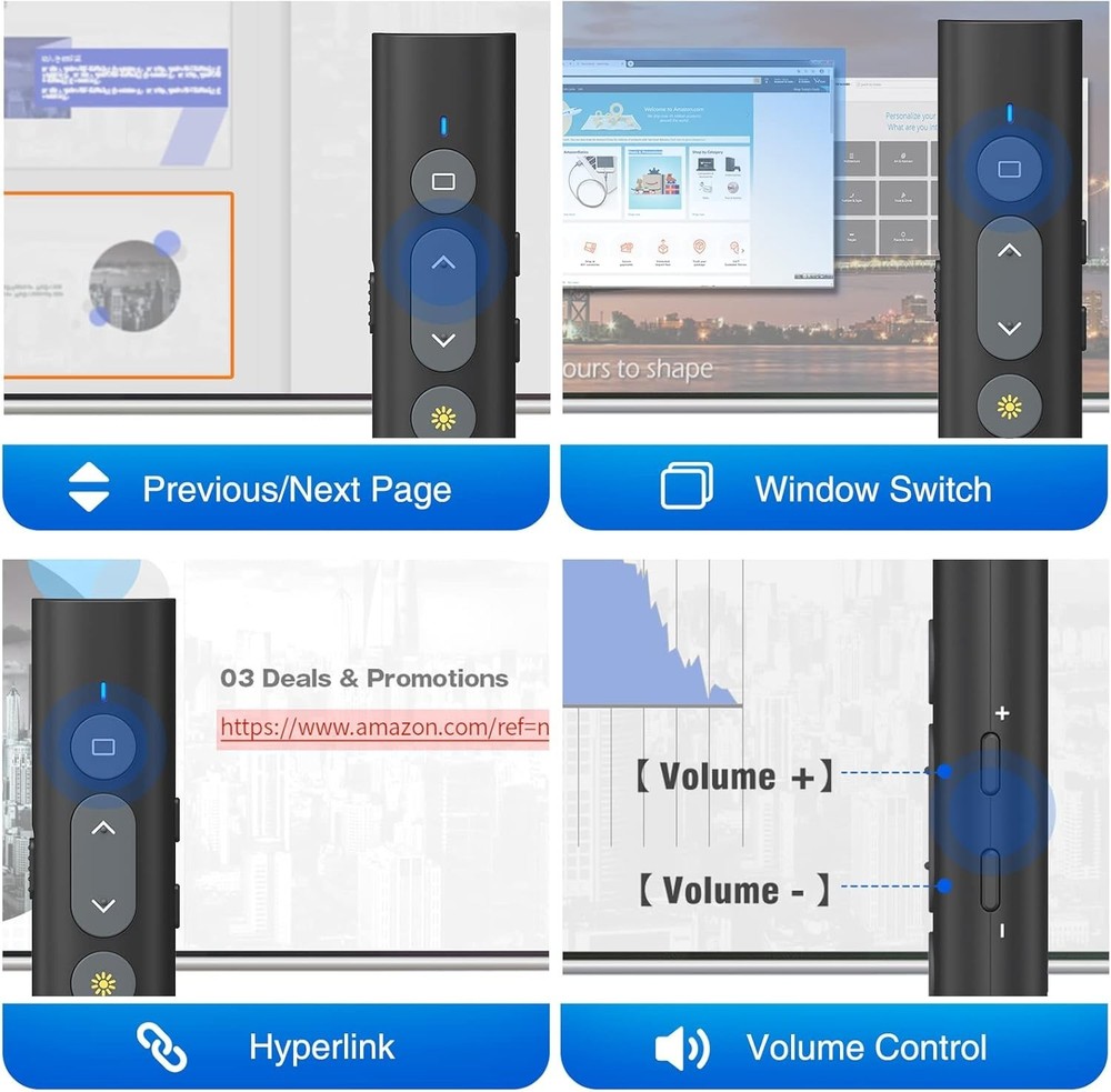 2 in 1 USB Type C Presentation Clicker with Laser Pointer, Wireless Presenter...