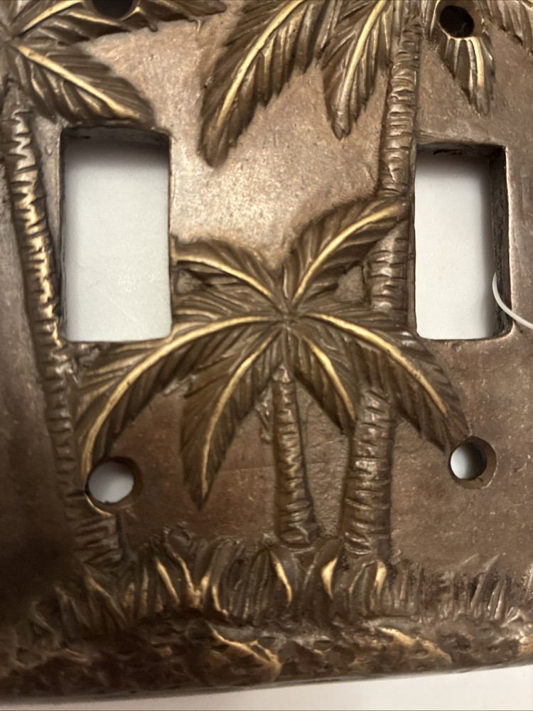 Vintage Palm Tree Brass Double Switch Plate SPI