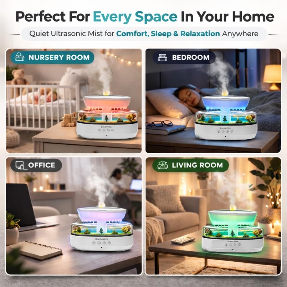 Rain Humidifiers for Bedroom – Cool Mist Essential Oil Diffuser, White Noise ...