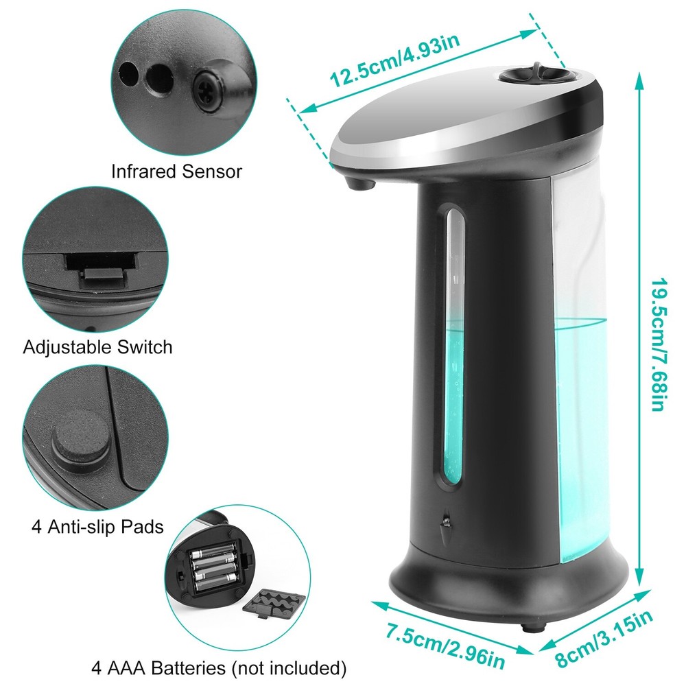Automatic Soap Dispenser Hands-Free Sensor Touchless Refillable Hand Gel Desktop