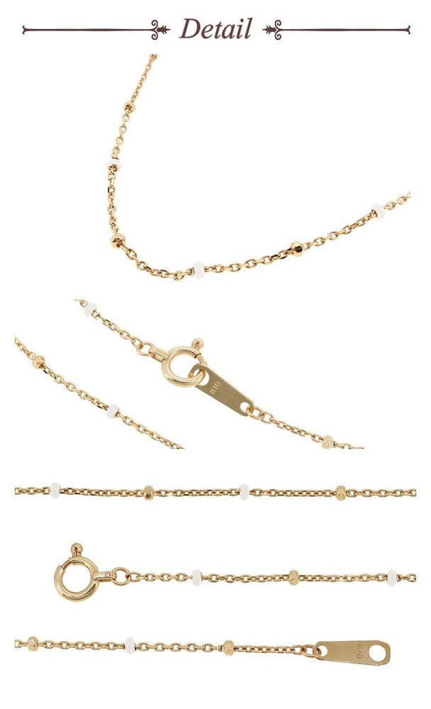 HARMONY K10 Gold White Accent Simple Station Chain Necklace