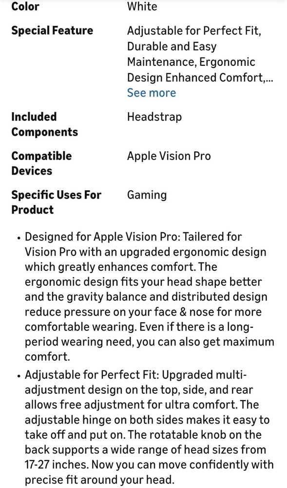 Apple Vision Pro Headset VR Head Strap Replacement, Soft Cushion, Lightweight...