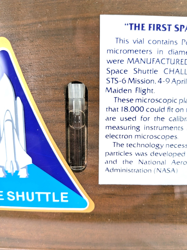 Made In Space Aboard The Space Shuttle Challenger Plaque Polystyrene Spheres