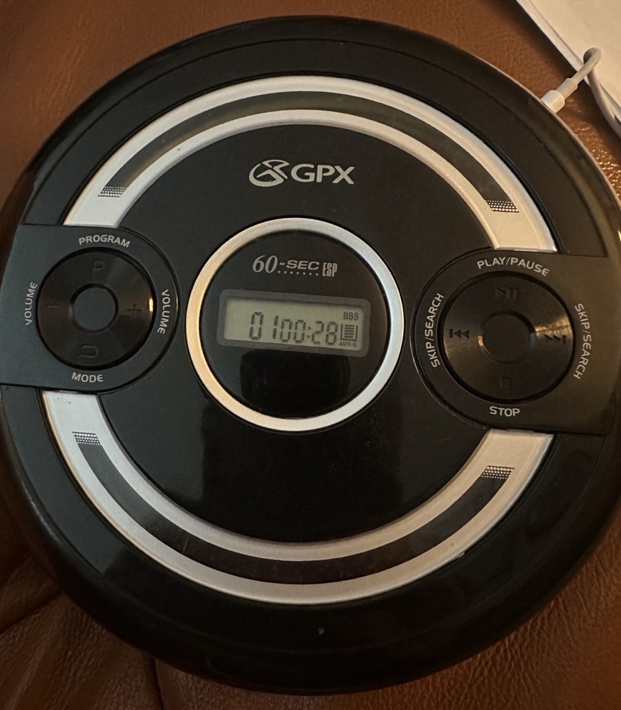 GPX Portable Personal Compact Disc Player Model PC308B - Tested & Working