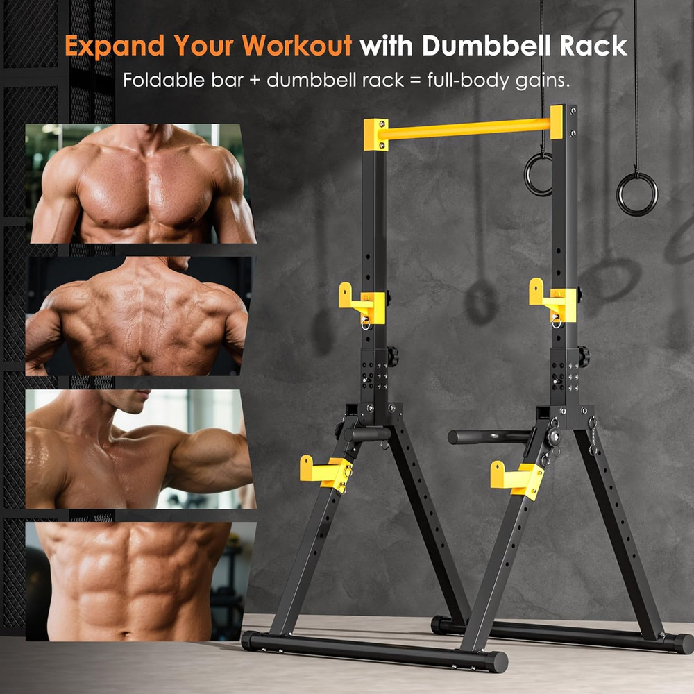 Sogespower Power Tower Pull up Bar Station, Foldable Pull up Dip Station Free St
