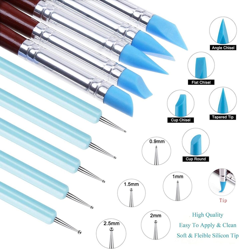 Silicone Clay Sculpting Tool - 10Pcs Modeling Dotting for Pottery...