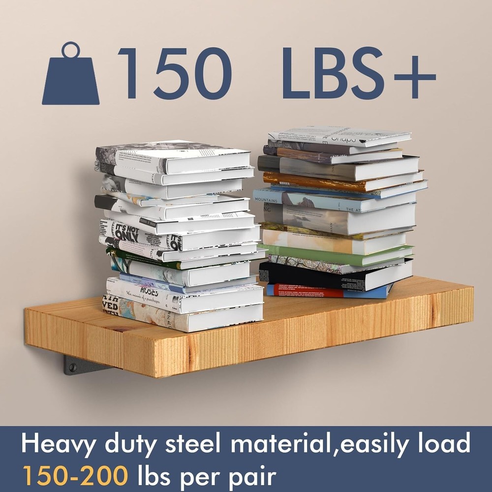 Durable 6 Inch Metal Floating Shelf Brackets - Hidden Installation Design