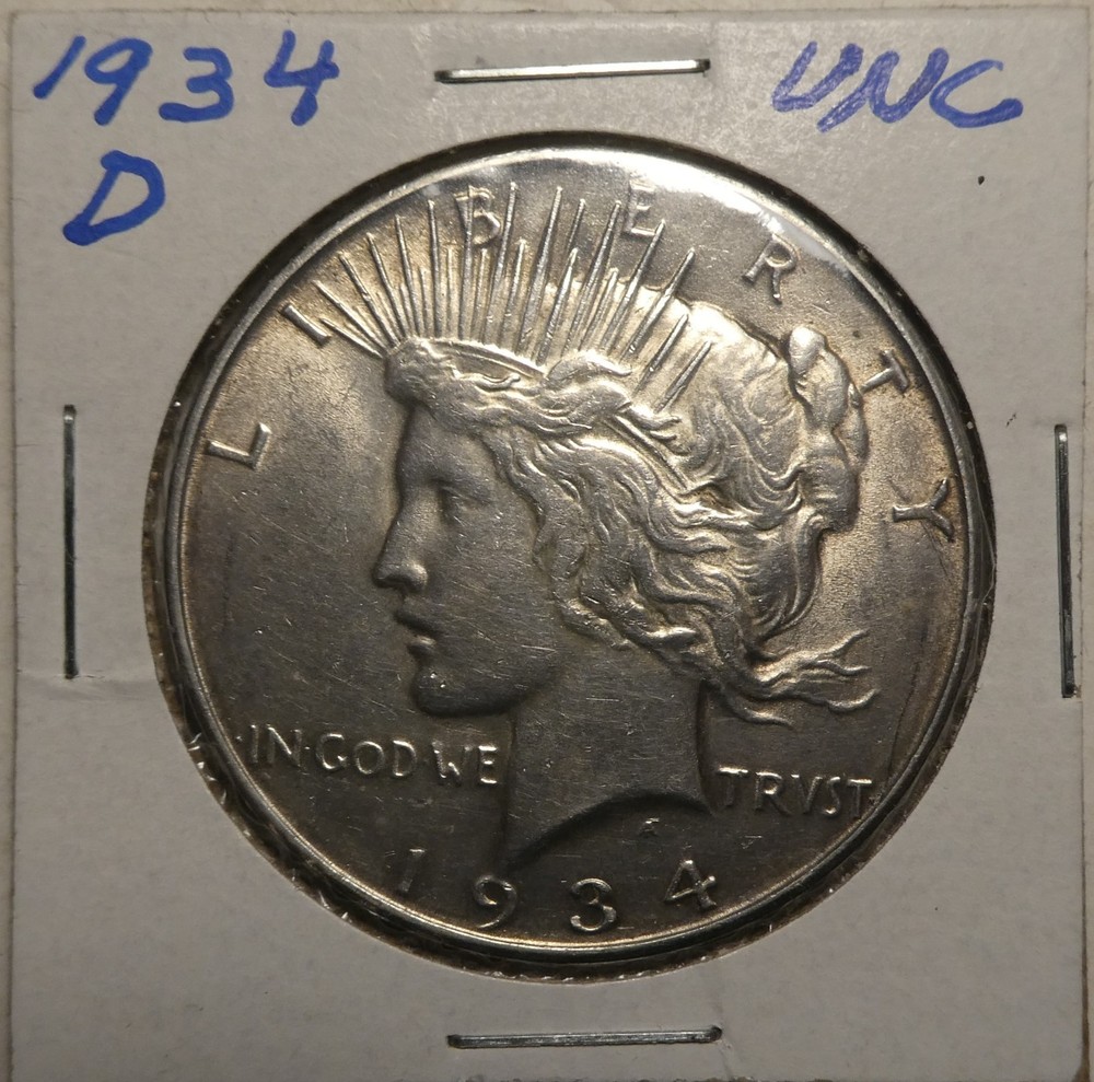 1934 D Peace Dollar /  About Uncirculated