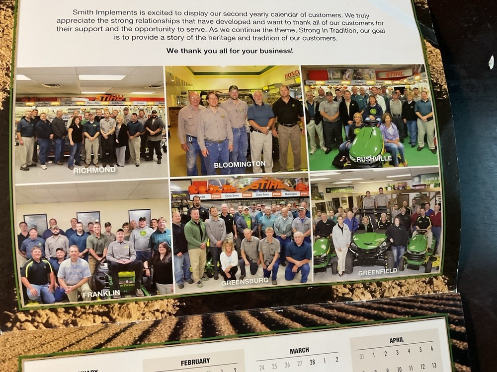 2013 John Deere calendar by Smith implement