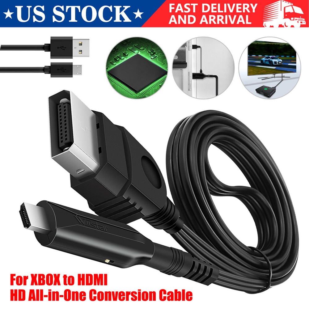 Original Xbox to HDMI Converter Adapter For Microsoft Xbox Console Controller US