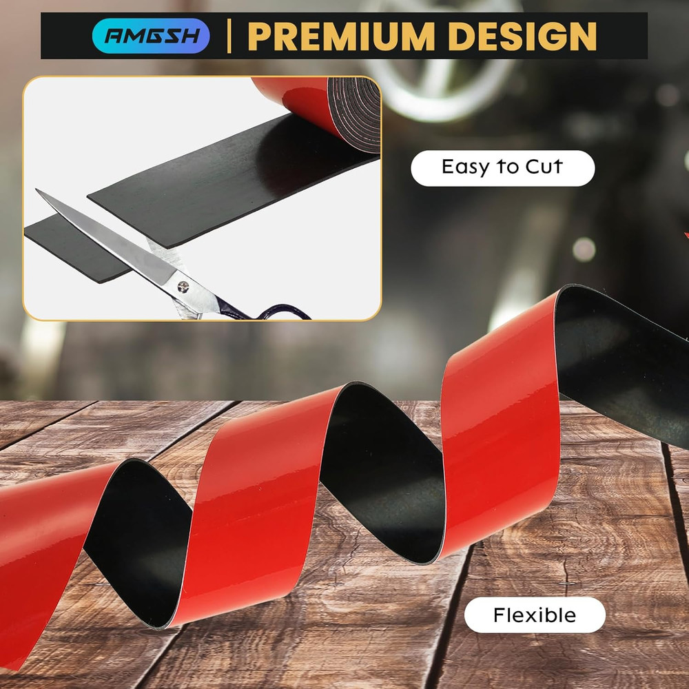 1/16" Thick × 2" Wide Neoprene Solid Rubber Strip, Self Adhesvie Solid Strips wi