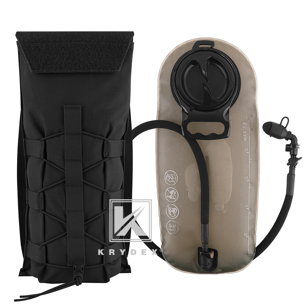 KRYDEX Tactical Hydration Carrier Pack MOLLE Pack Modular 3L Water Bladder Black
