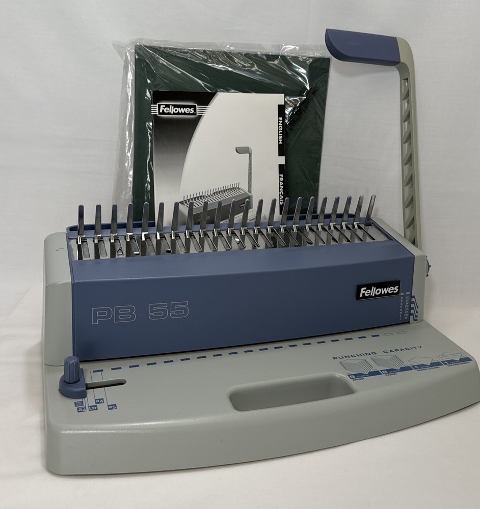 Fellowes PB 55 Plastic Comb Binding Machine CRC52101 With Instruction Manual ￼