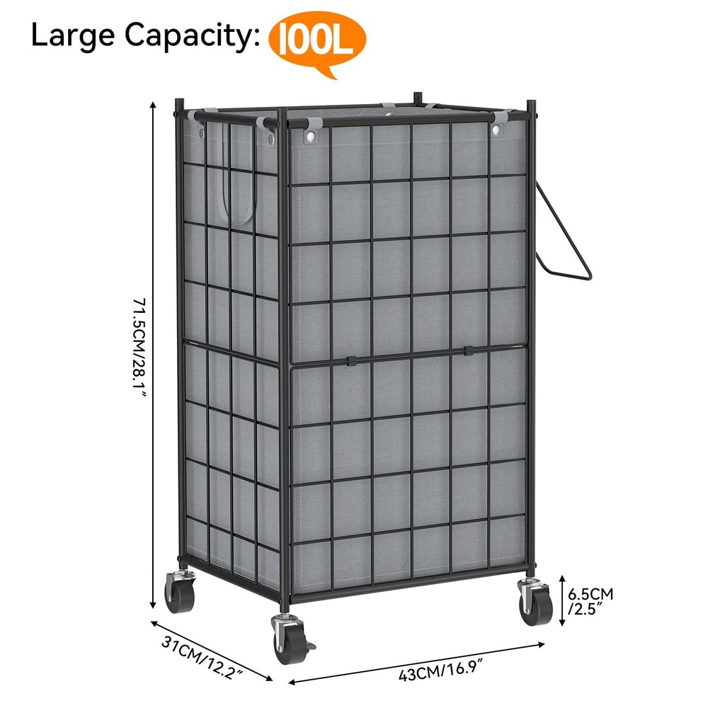 Laundry Hamper With Wheelsmetal Wire Frame Rolling Laundry Basket With Removable