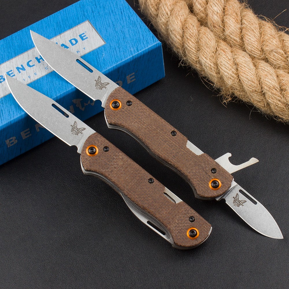 Multi Function Two Blade Camping Edc Small Pocket Folding Knife Micarta Handle