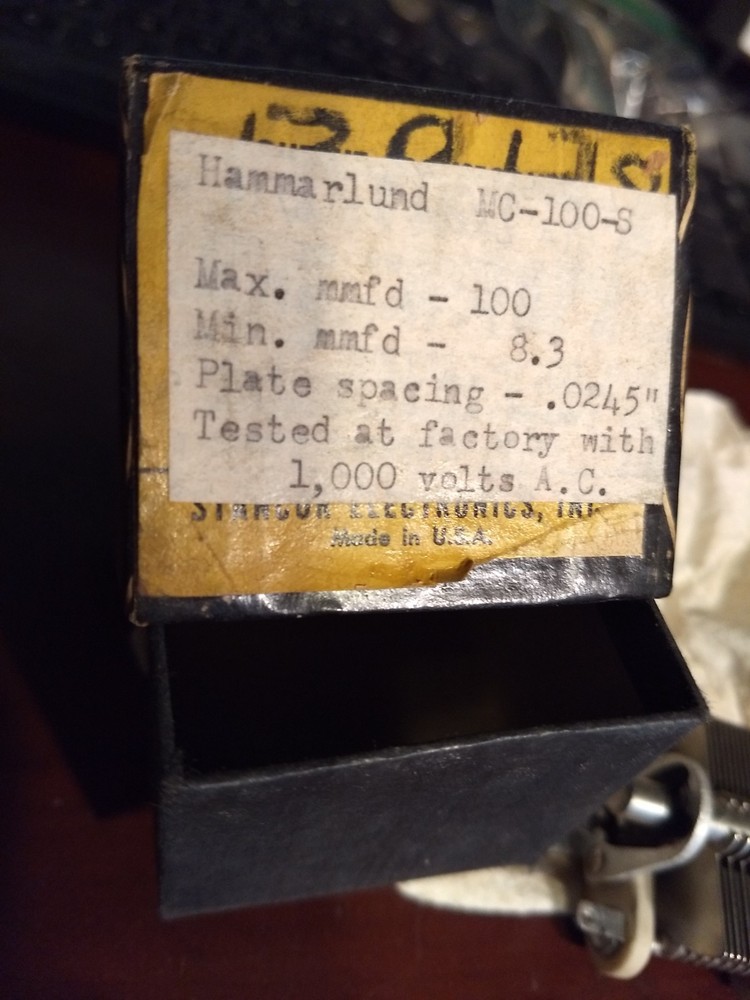Hammarlund Shortwave Midget Condenser code MC-100-S - Air Tuner - NOS in Box