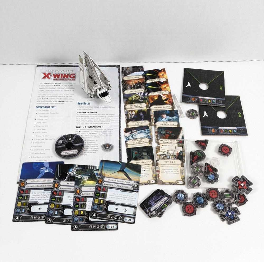 STAR WARS X-WING Miniature Game 1.0 Lambda Class Shuttle Used COMPLETE FFG OOP