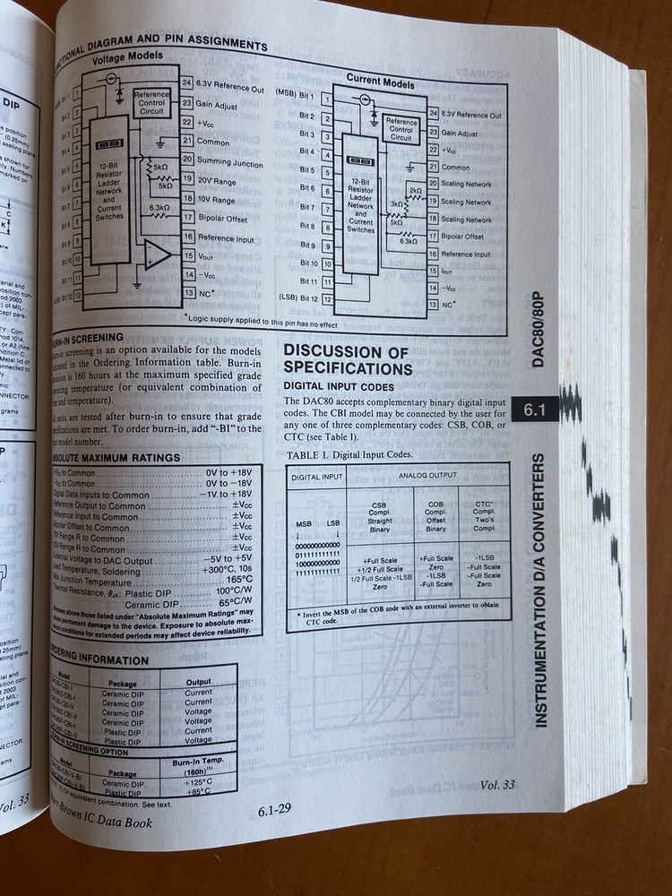 Burr-Brown Integrated Circuits Data Book Volume 33 ~ 1989 Electronics Chips IC's