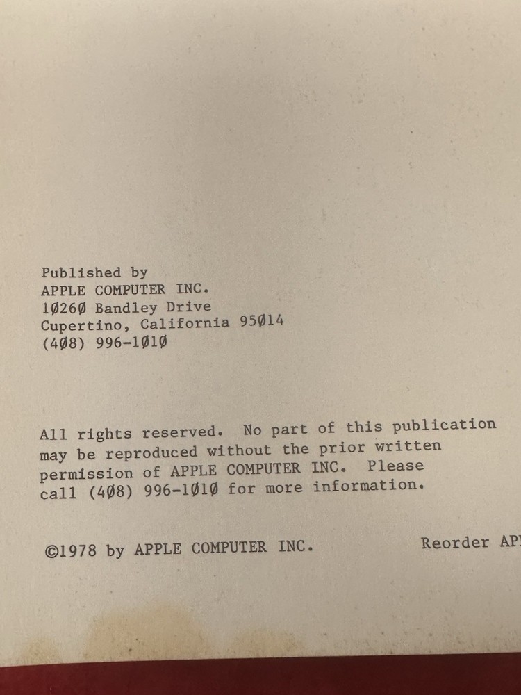 Apple II Programmer's Aid #1 Installation & Operating Manual 1978 VTG Manual