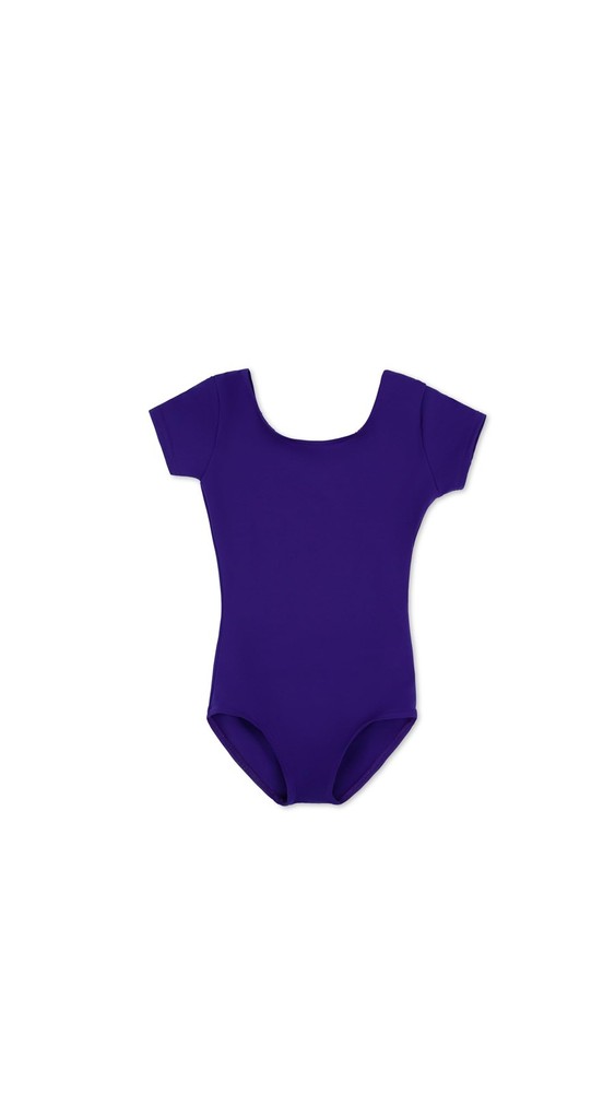 Capezio Girls Purple Short Sleeve Leotard - Medium