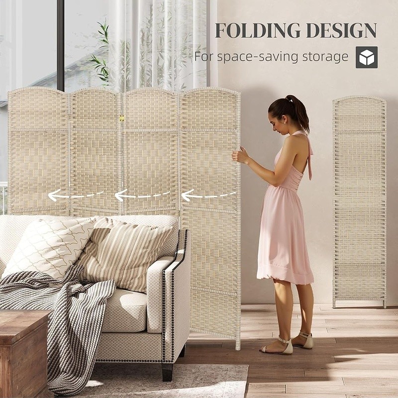 Room Divider Privacy Screen Foldable Lightweight Tear Proof Portable PP Panels