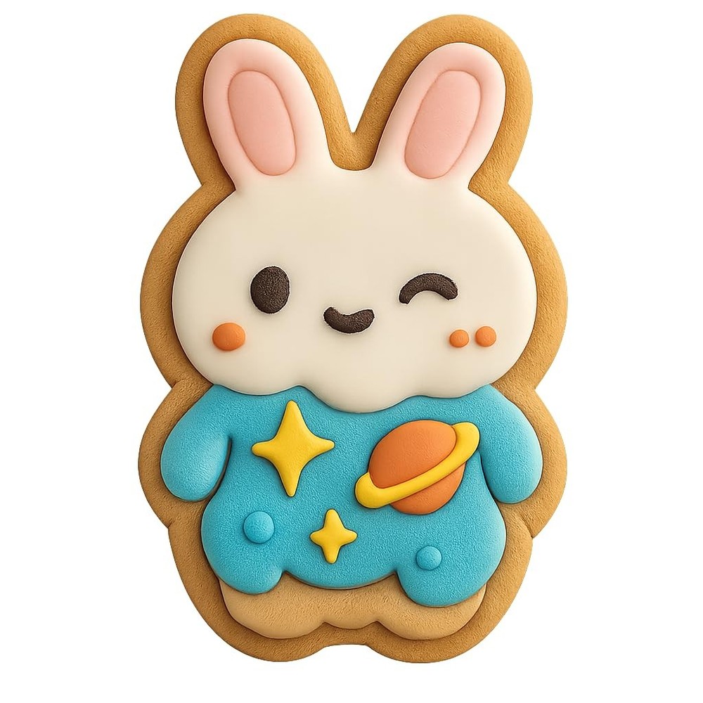 Winking Chibi Galaxy Bunny Cookie Cutter & Stamp - 4x3.2