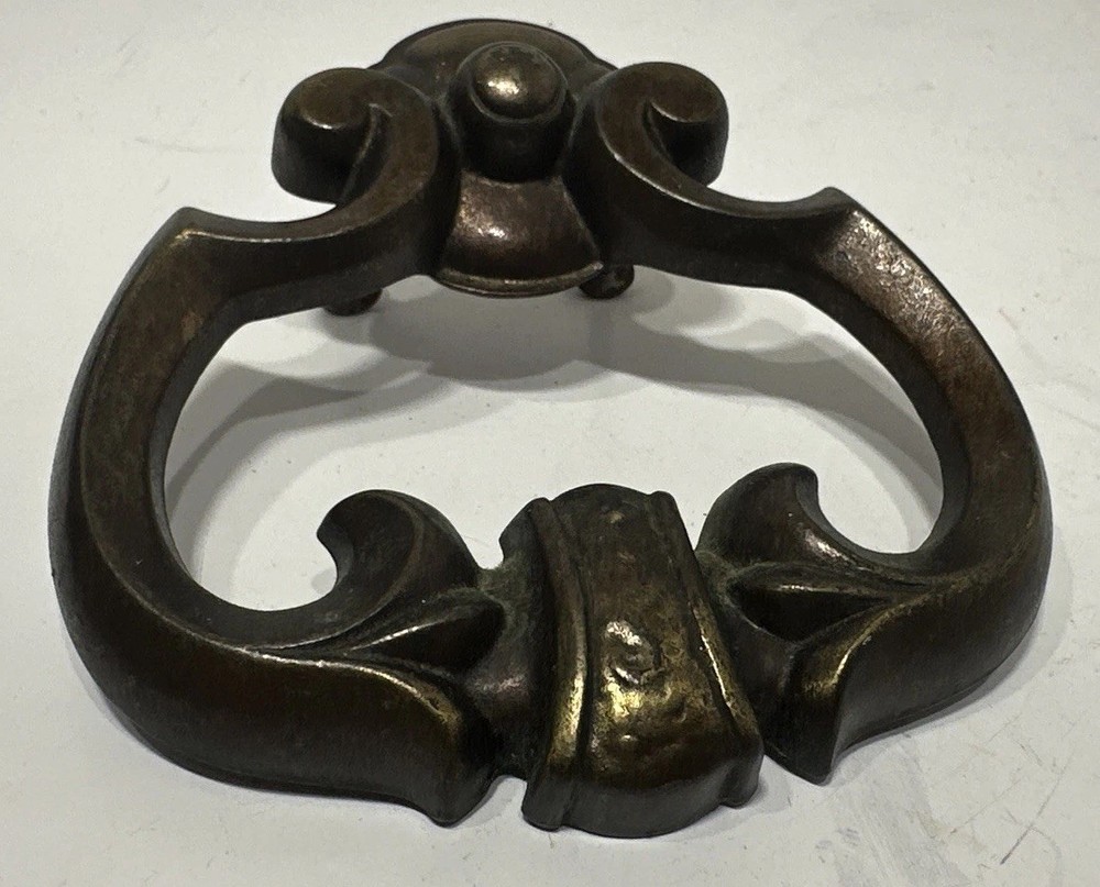 Antique Solid Brass Drawer Pull Drop Ring Pull Knobs Victorian Colonial Freeship