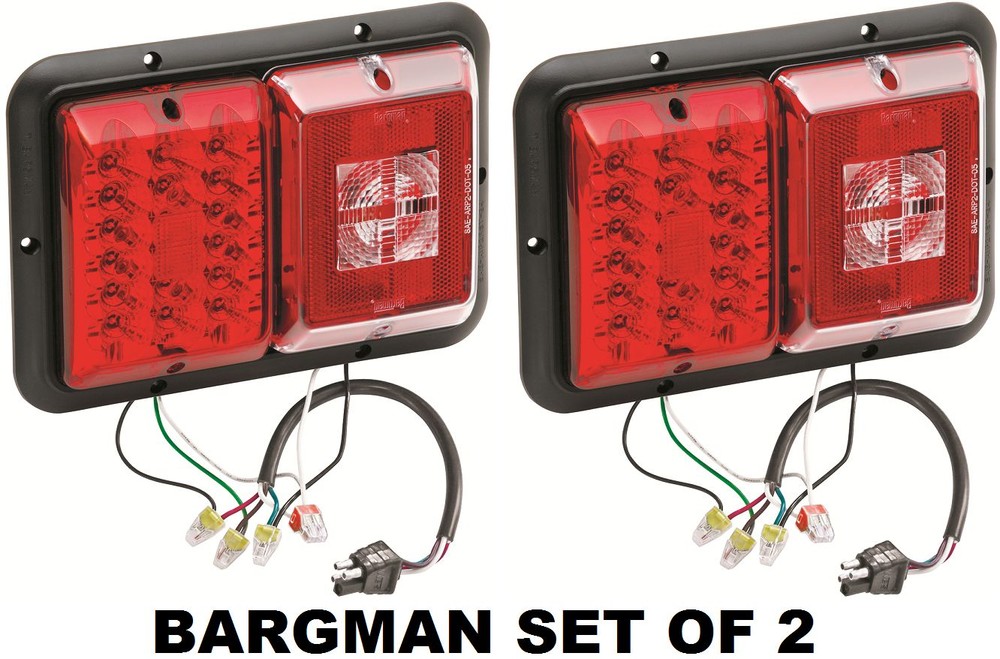 BARGMAN SET OF 2 (TWO) LED RECESSED TRAILER TAILLIGHT #84/85 SERIES W BLACK BASE