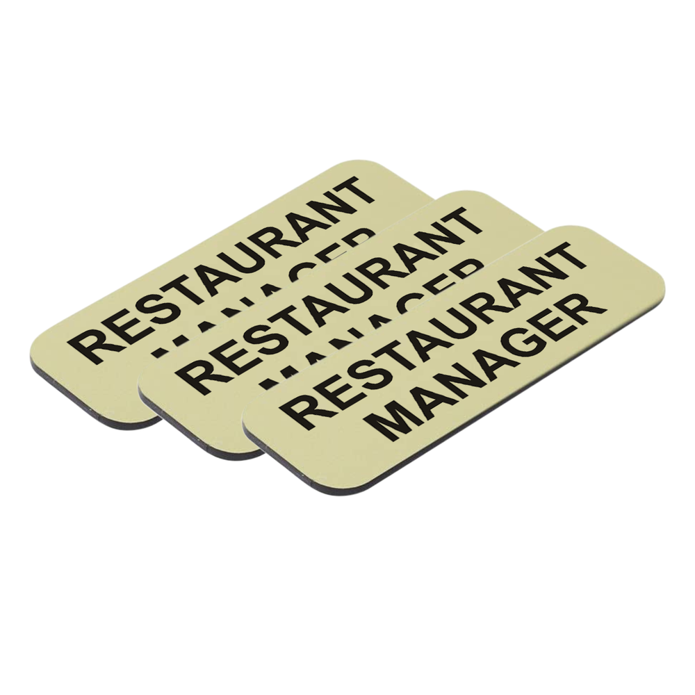 Restaurant Manager 1 x 3" Name Tag/Badge, (3 Pack)