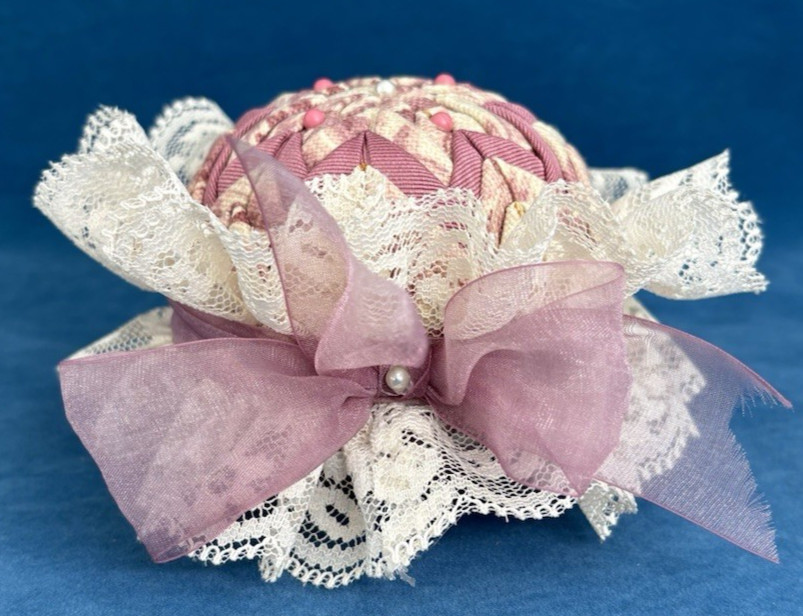 Vintage Round Quilted "Cathedral" Pattern Pin Cushion