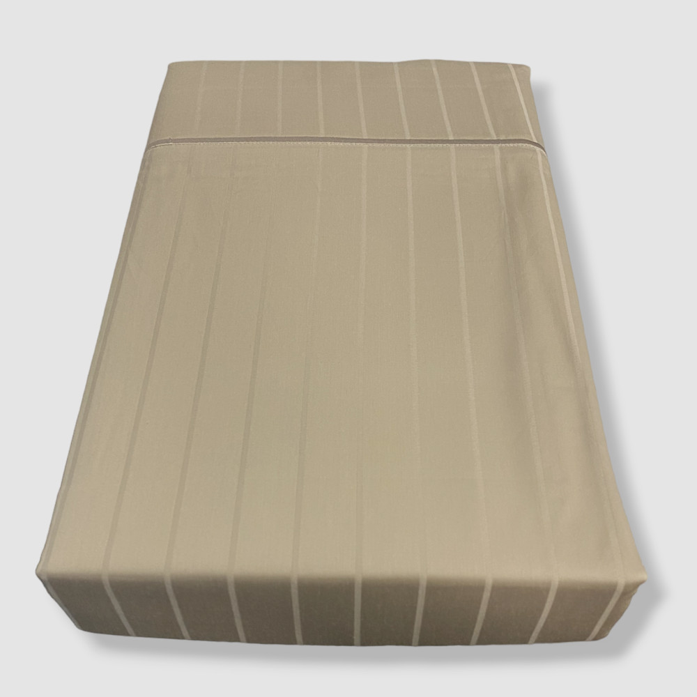 $300 Sferra Beige Full Marcus Collection 400-Thread Count Striped Bed Sheet Set